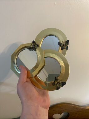 Gold Butterfly Accent Wall Mirror Trio